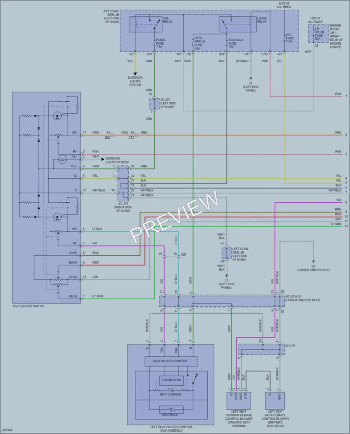 2014 Lexus IS350C Power Seats wiring diagram preview