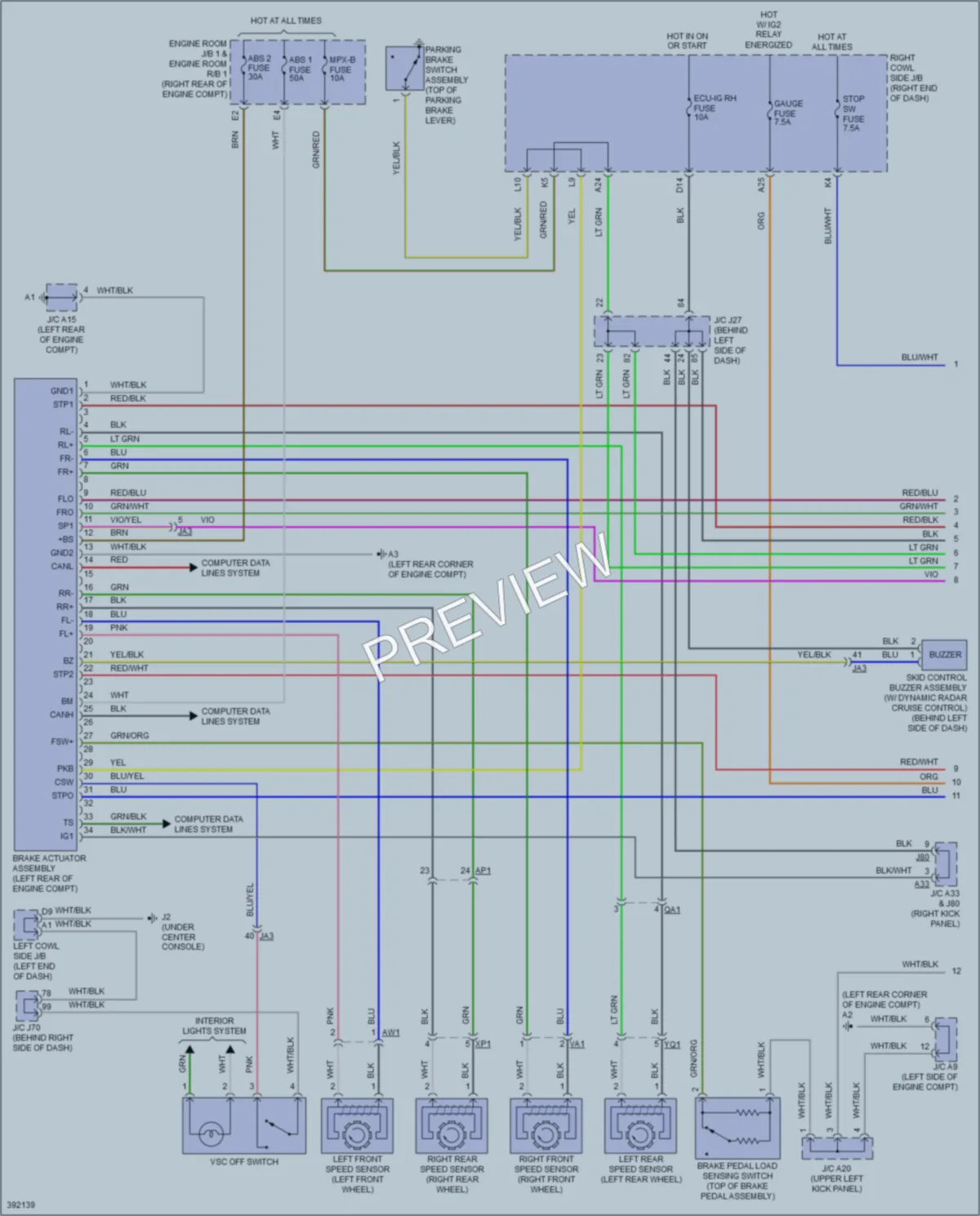 2014 Lexus ISF Anti Lock Brakes wiring diagram preview