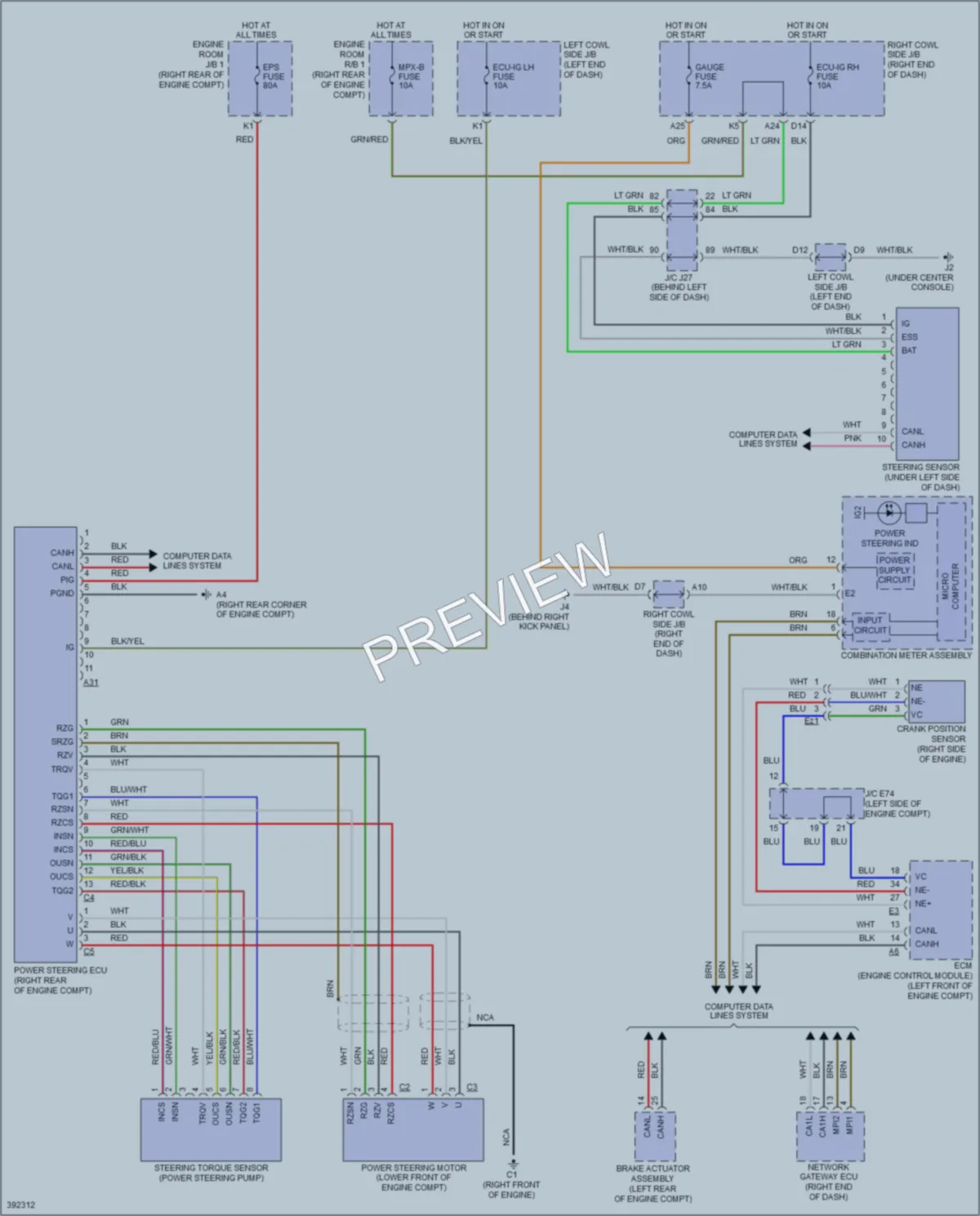 2014 Lexus ISF Electronic Power Steering wiring diagram preview