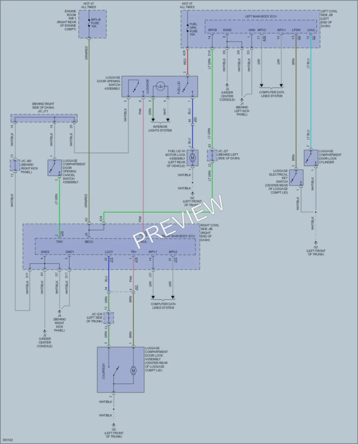 2014 Lexus ISF Trunk Tailgate Fuel Door wiring diagram preview