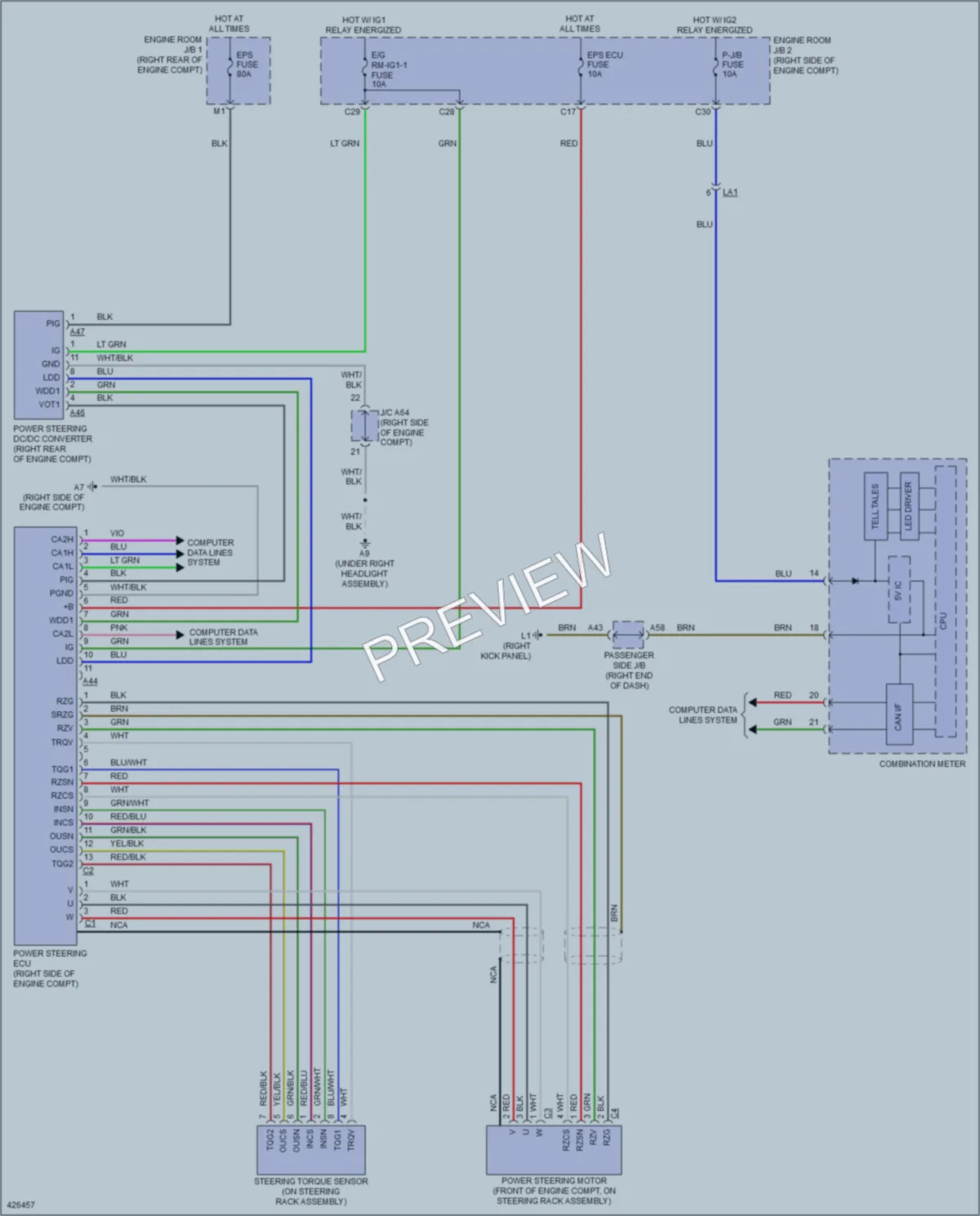 2014 Lexus LS460 Electronic Power Steering wiring diagram preview