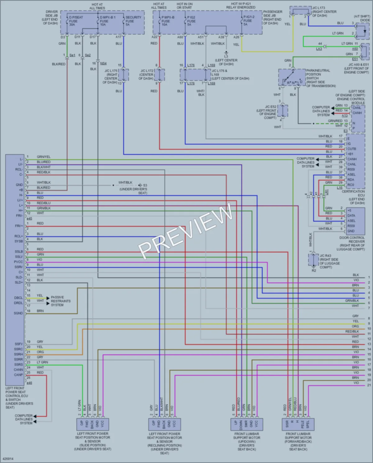 2014 Lexus LS460 Memory Systems wiring diagram preview