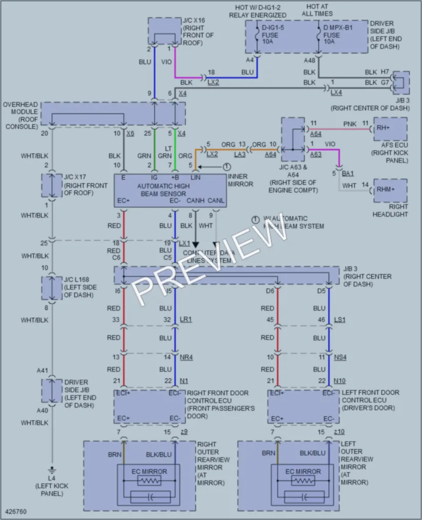 2014 Lexus LS460 Power Mirrors wiring diagram preview
