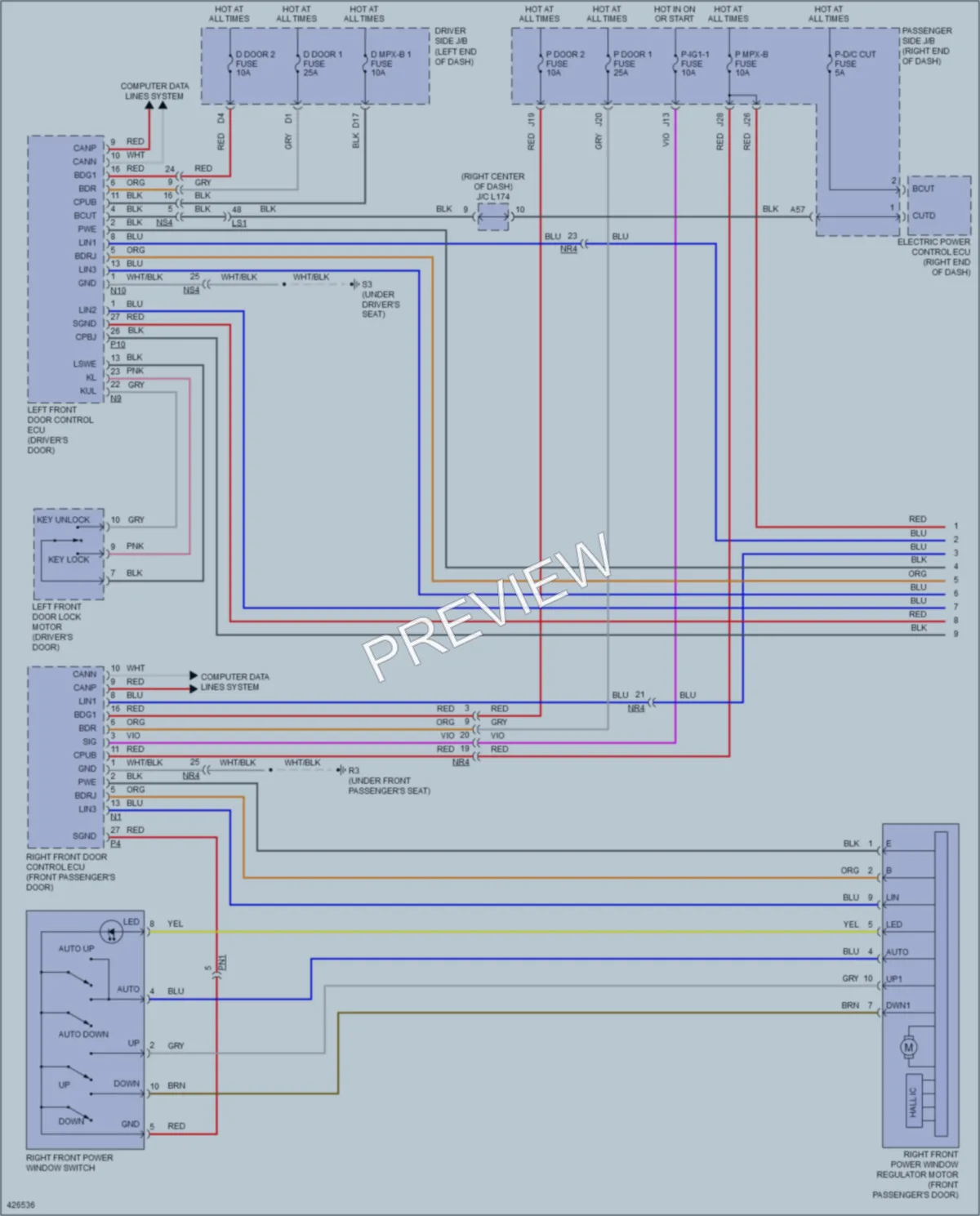 2014 Lexus LS460 Power Windows wiring diagram preview