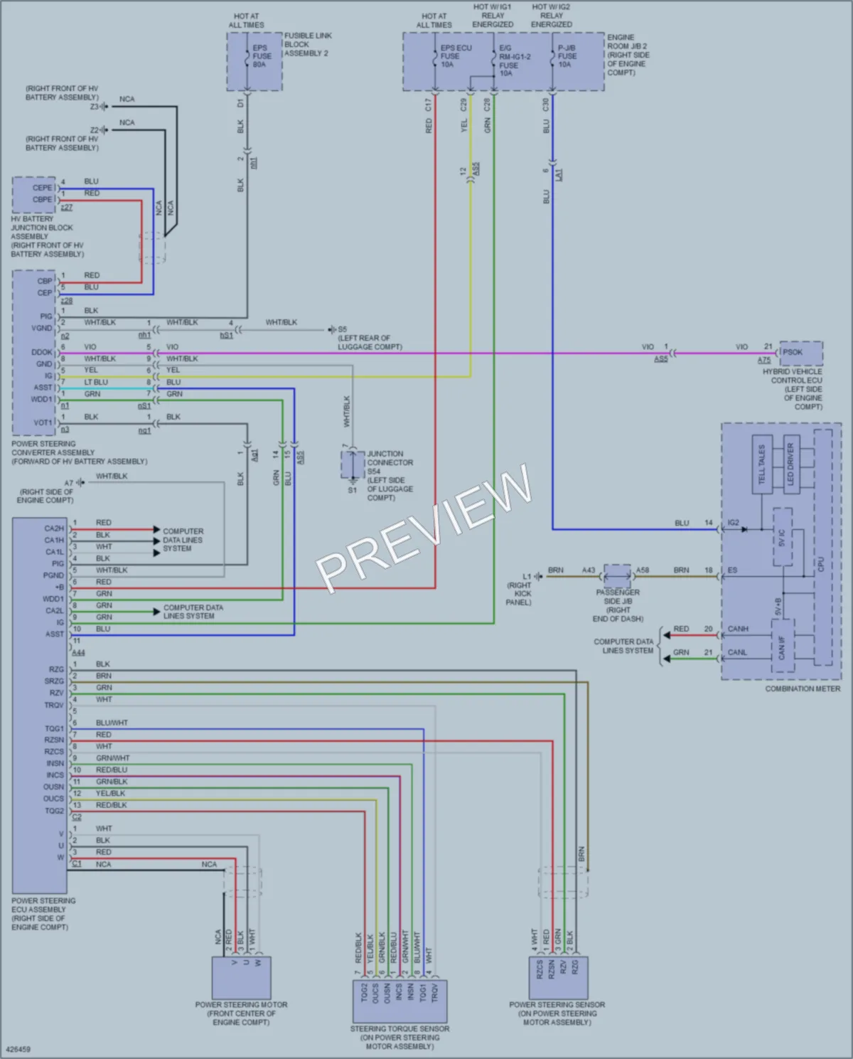 2014 Lexus LS600h Electronic Power Steering wiring diagram preview