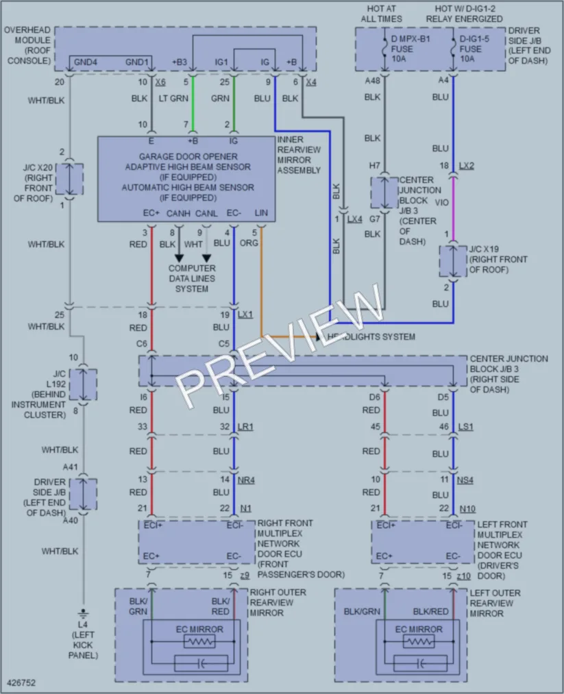 2014 Lexus LS600h Power Mirrors wiring diagram preview