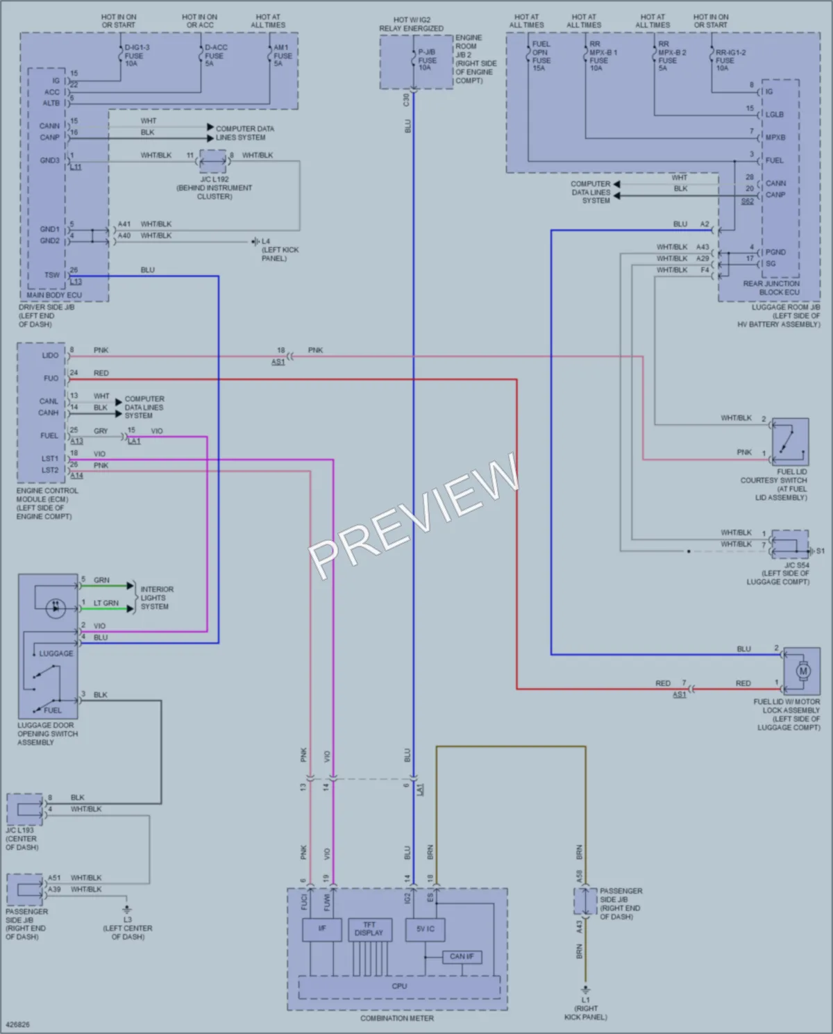 2014 Lexus LS600h Trunk Tailgate Fuel Door wiring diagram preview
