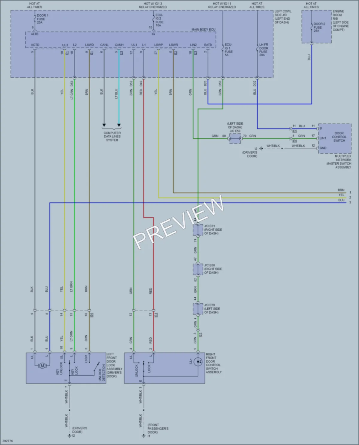 2014 Lexus LX570 Power Door Locks wiring diagram preview