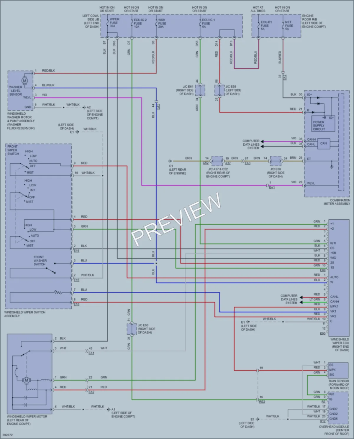 2014 Lexus LX570 Wiper Washer wiring diagram preview