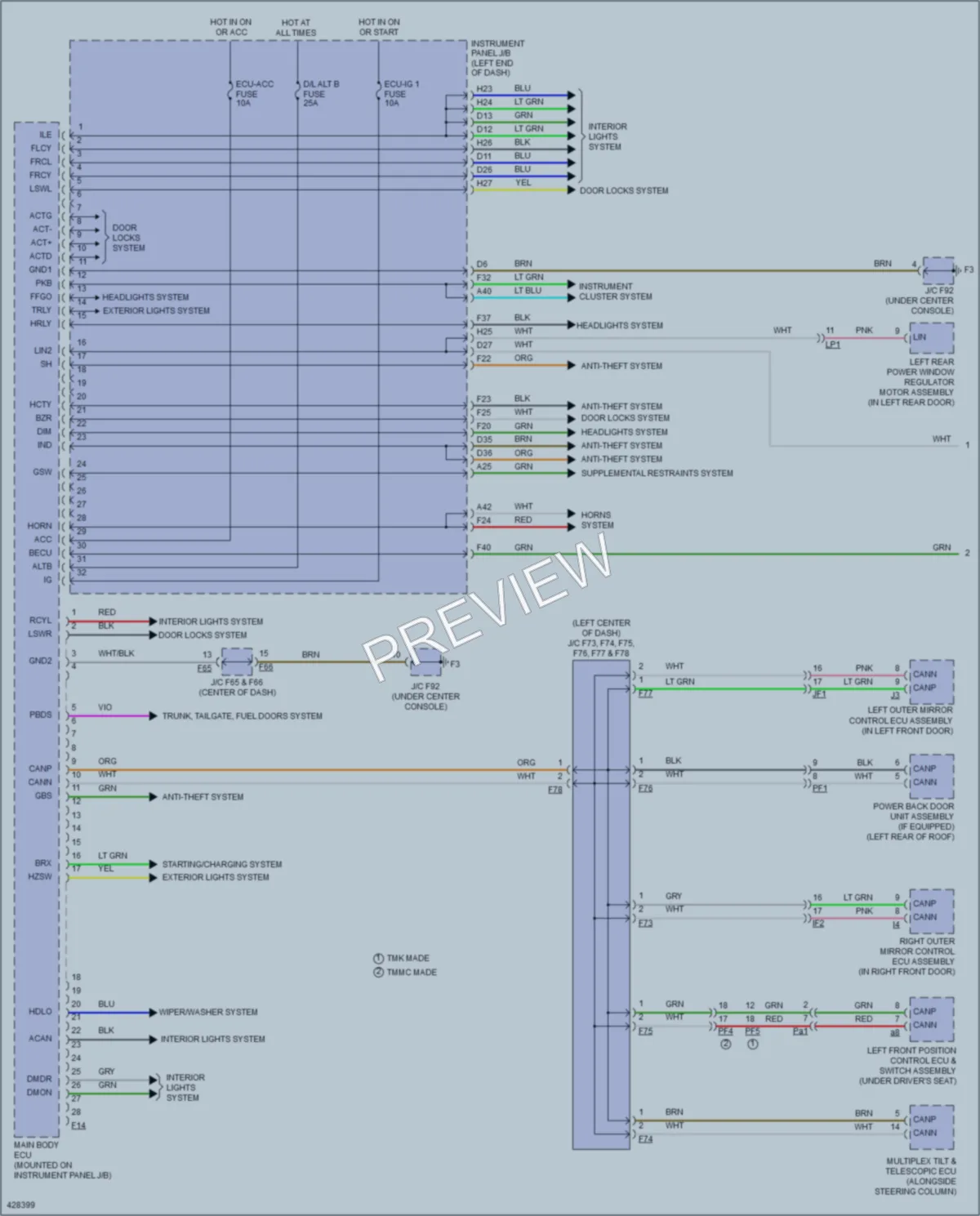 2014 Lexus RX350 Body Control Modules wiring diagram preview