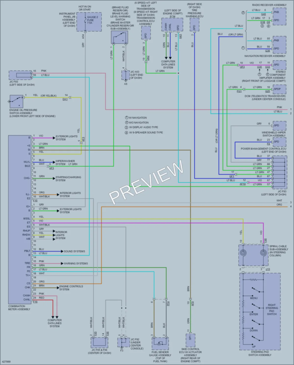 2014 Lexus RX350 Instrument Cluster wiring diagram preview