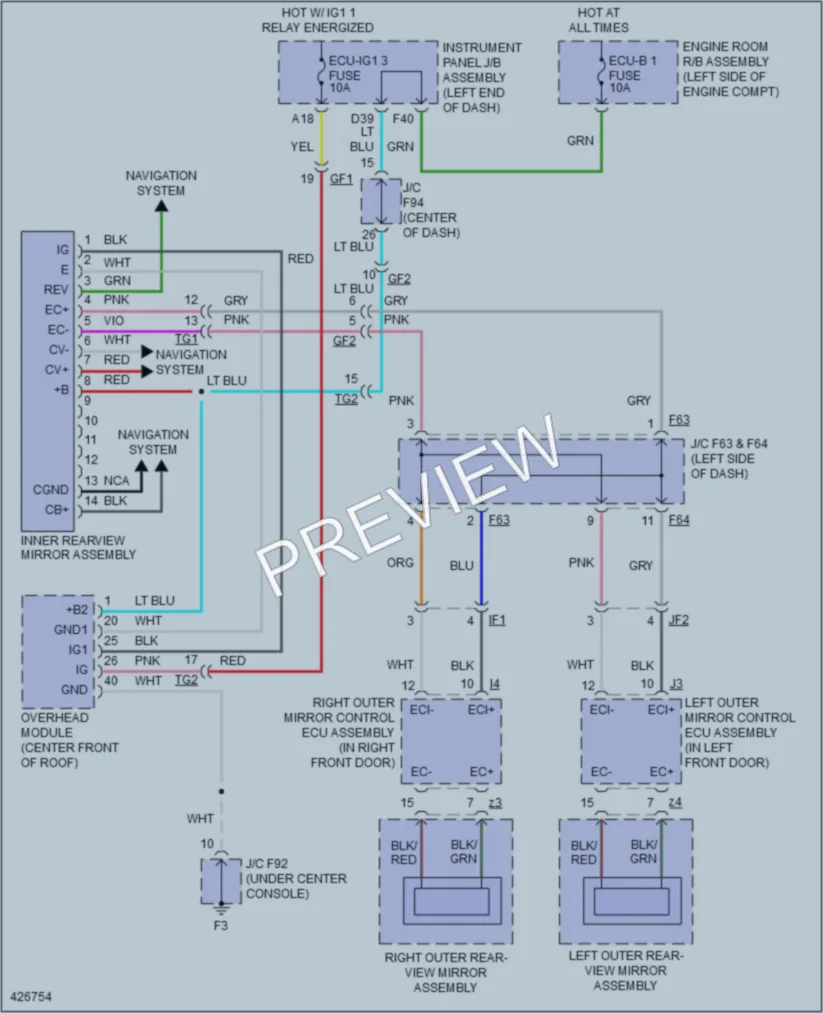 2014 Lexus RX350 Power Mirrors wiring diagram preview