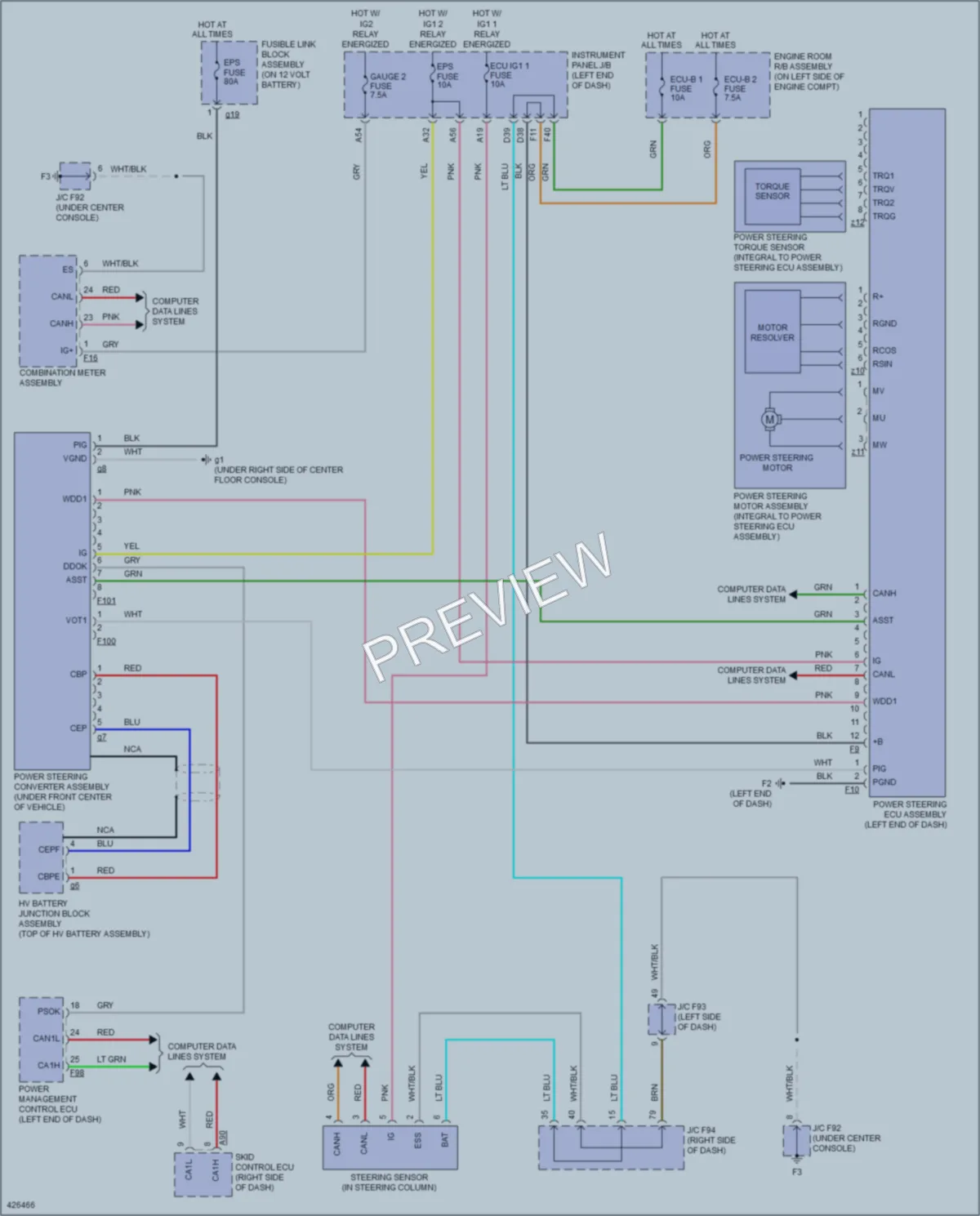 2014 Lexus RX450h Electronic Power Steering wiring diagram preview
