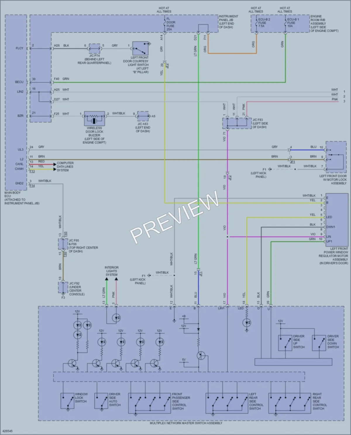 2014 Lexus RX450h Power Windows wiring diagram preview