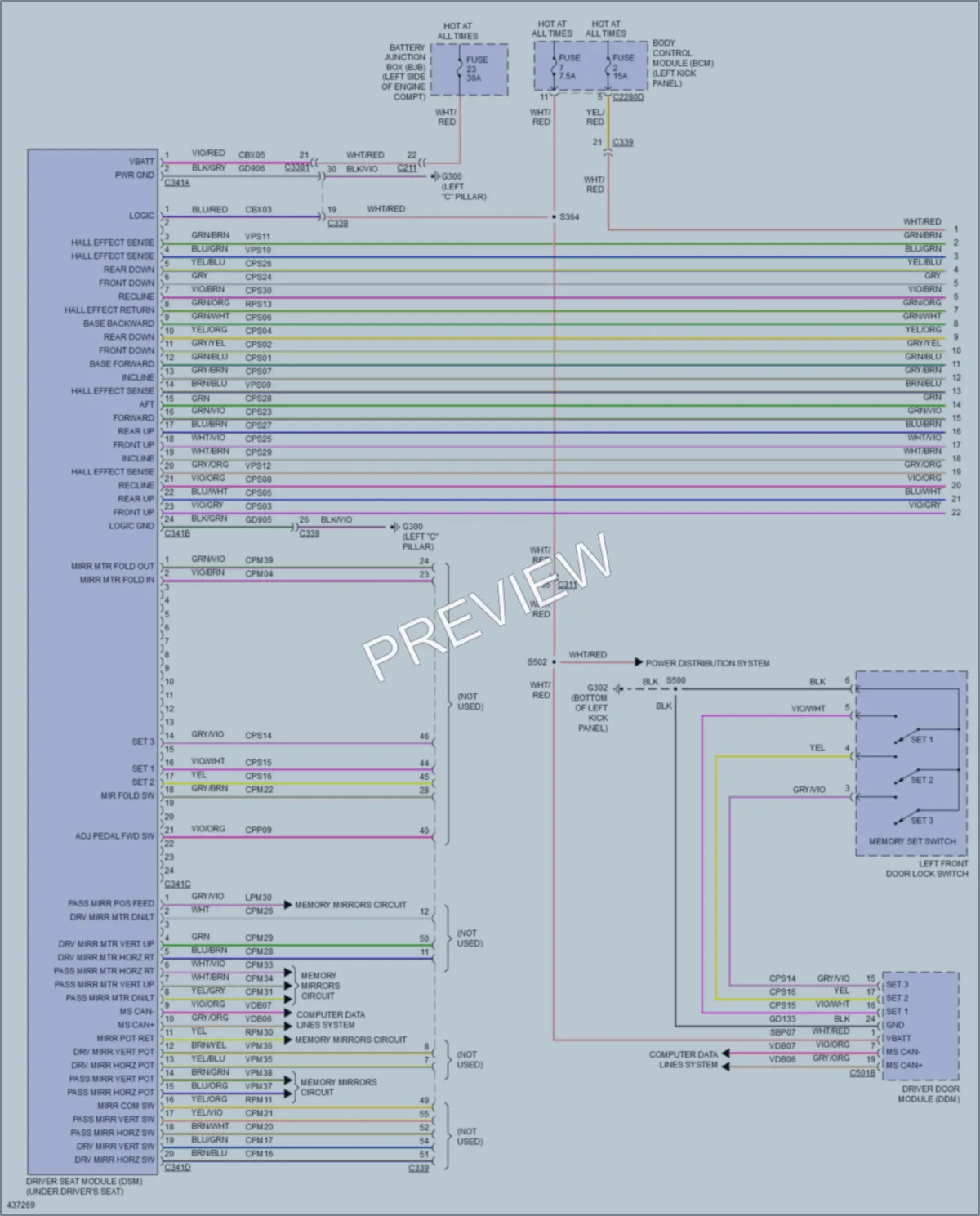 2014 Lincoln MKS Memory Systems wiring diagram preview
