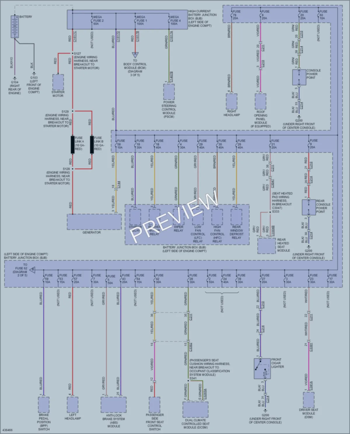2014 Lincoln MKS Power Distribution wiring diagram preview