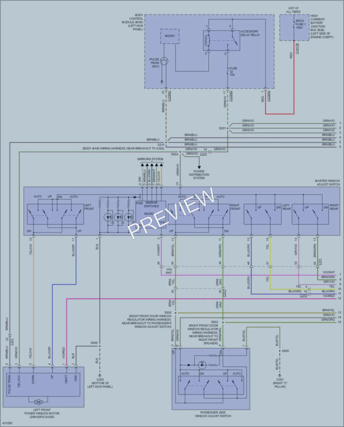 2014 Lincoln MKS Power Windows wiring diagram preview