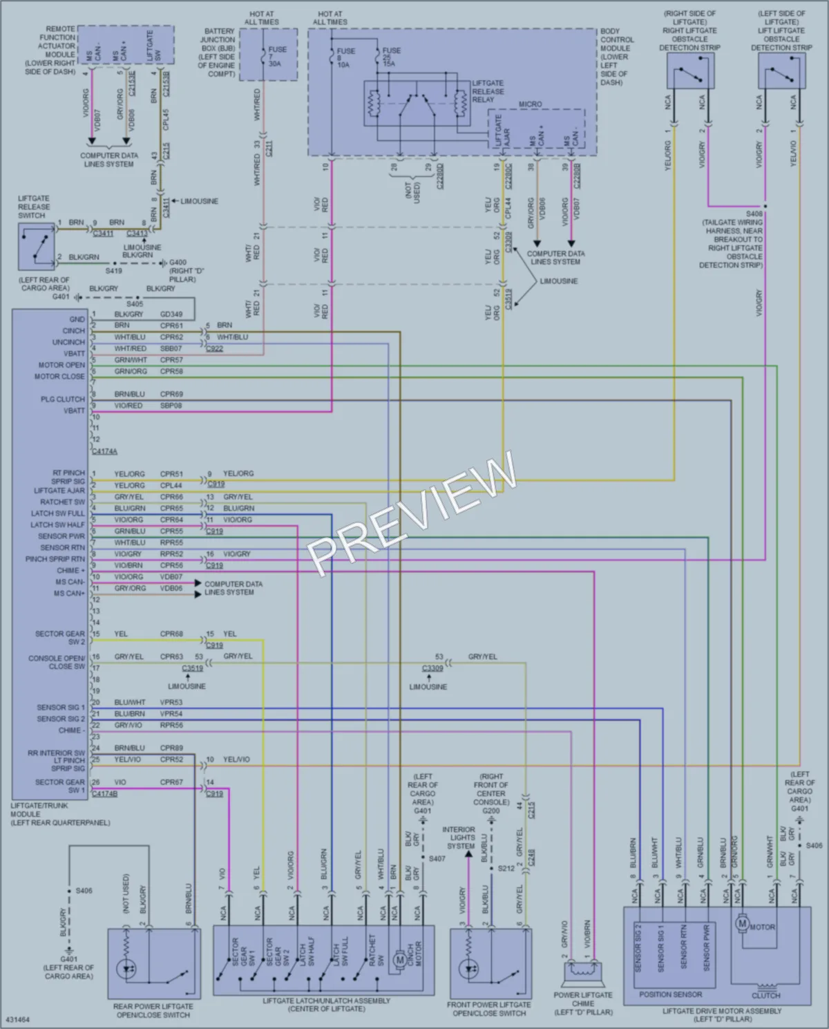 2014 Lincoln MKT Trunk Tailgate Fuel Door wiring diagram preview