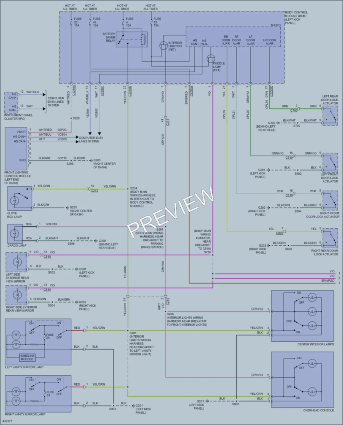 2014 Lincoln MKX Interior Lights wiring diagram preview