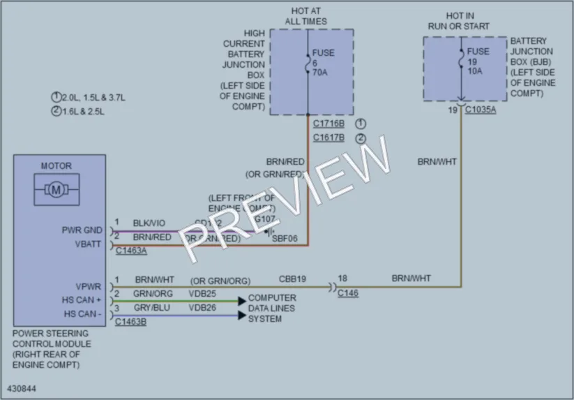 2014 Lincoln MKZ Electronic Power Steering wiring diagram preview