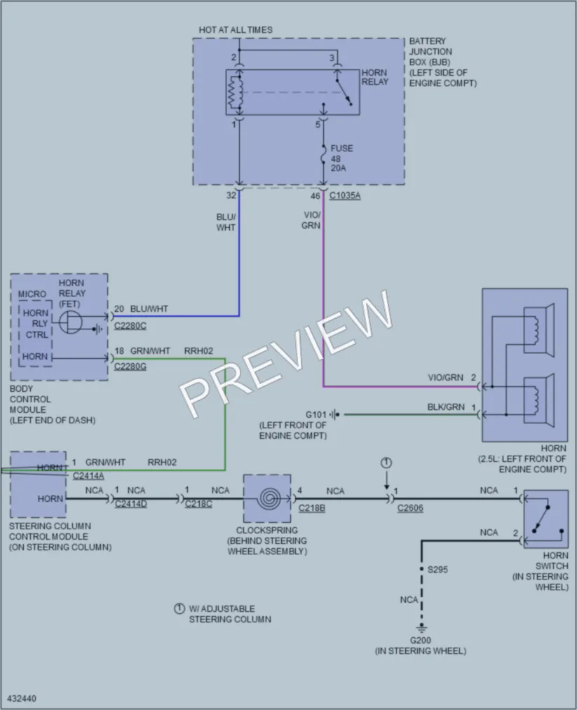 2014 Lincoln MKZ Horn wiring diagram preview
