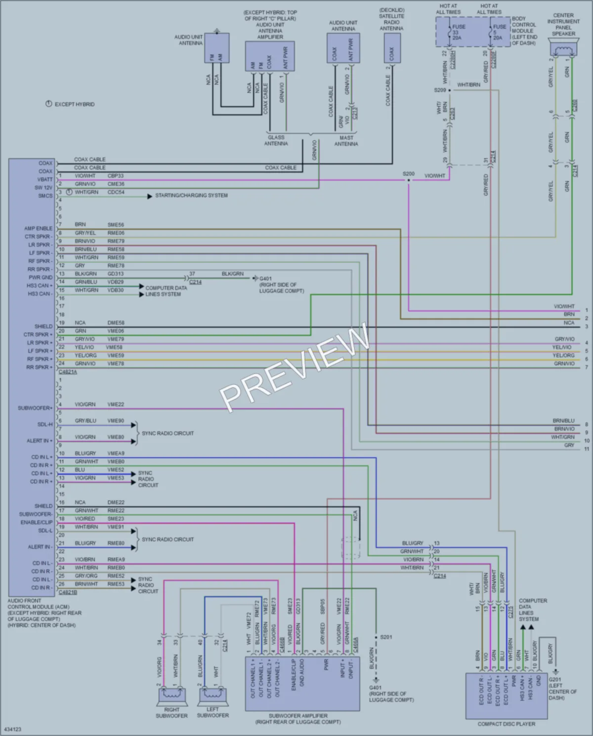 2014 Lincoln MKZ Radio wiring diagram preview