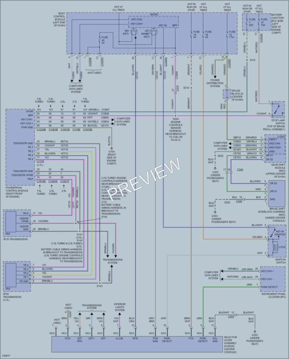 2014 Lincoln MKZ Shift Interlock wiring diagram preview