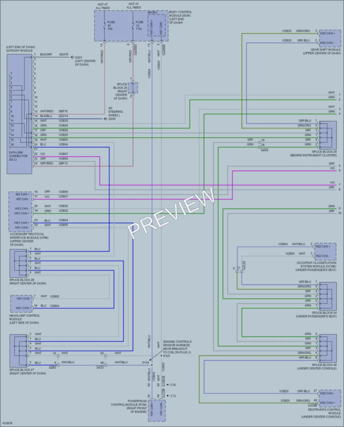2014 Lincoln MKZHybrid Computer Data Lines wiring diagram preview