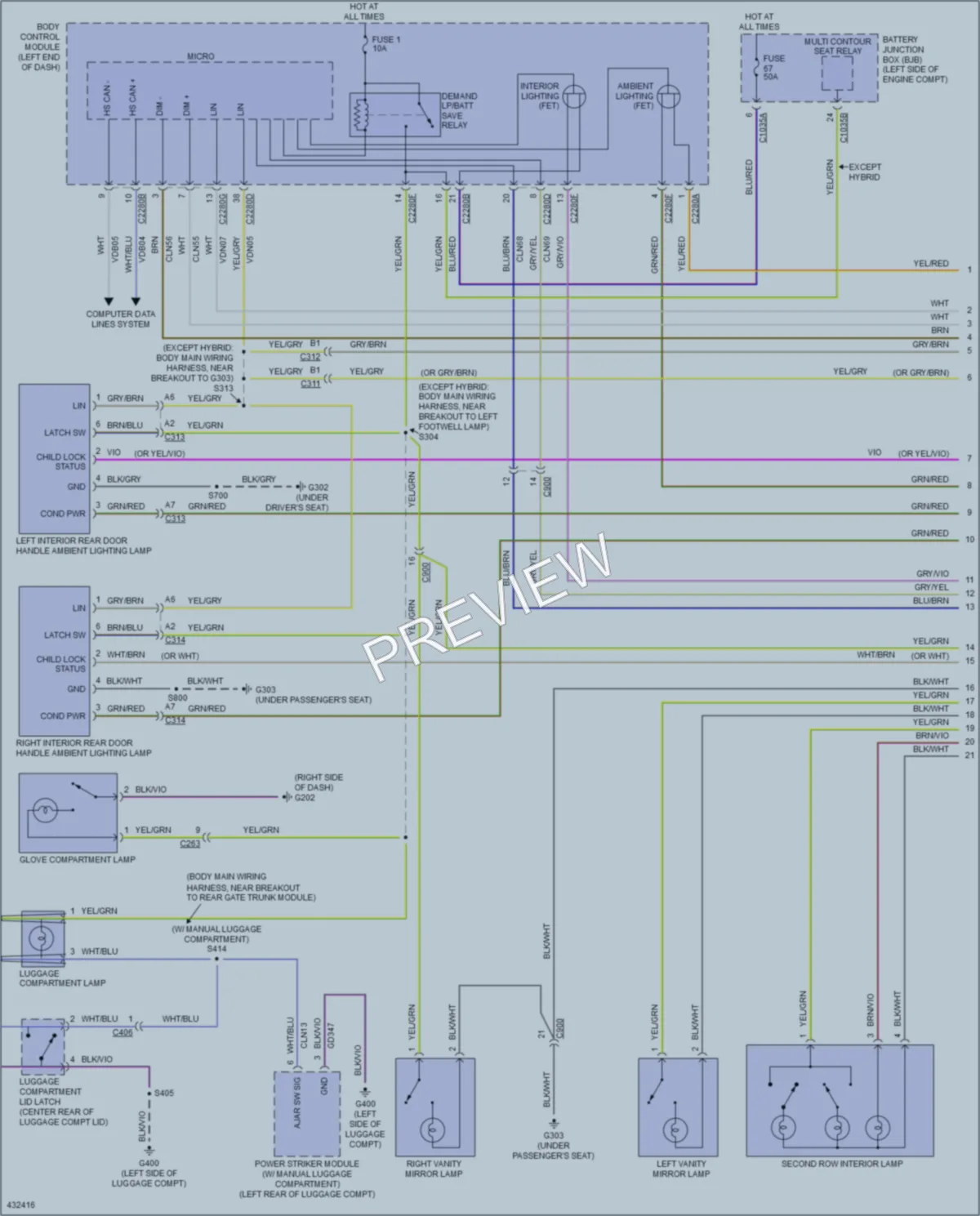 2014 Lincoln MKZHybrid Interior Lights wiring diagram preview