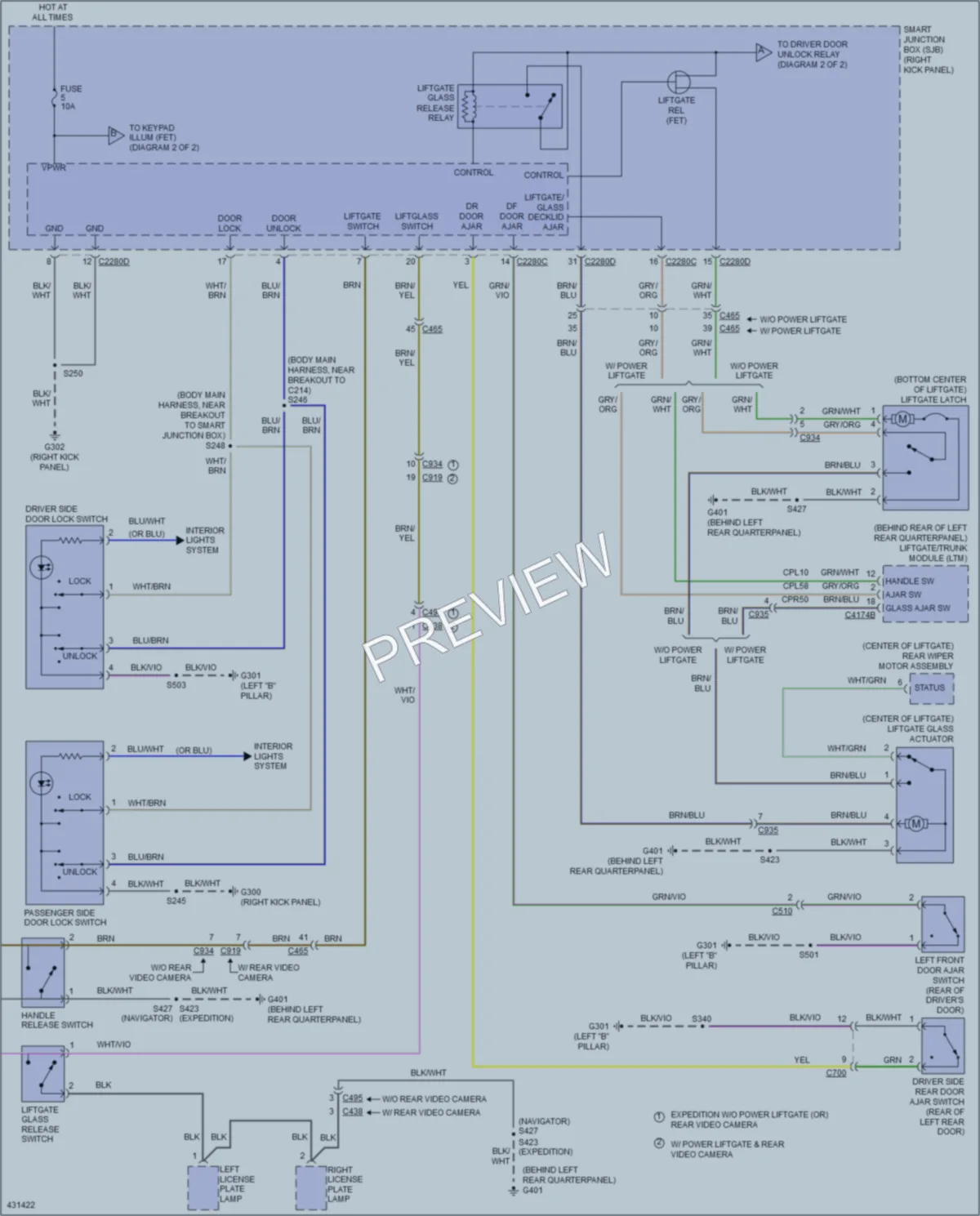 2014 Lincoln Navigator Power Door Locks wiring diagram preview