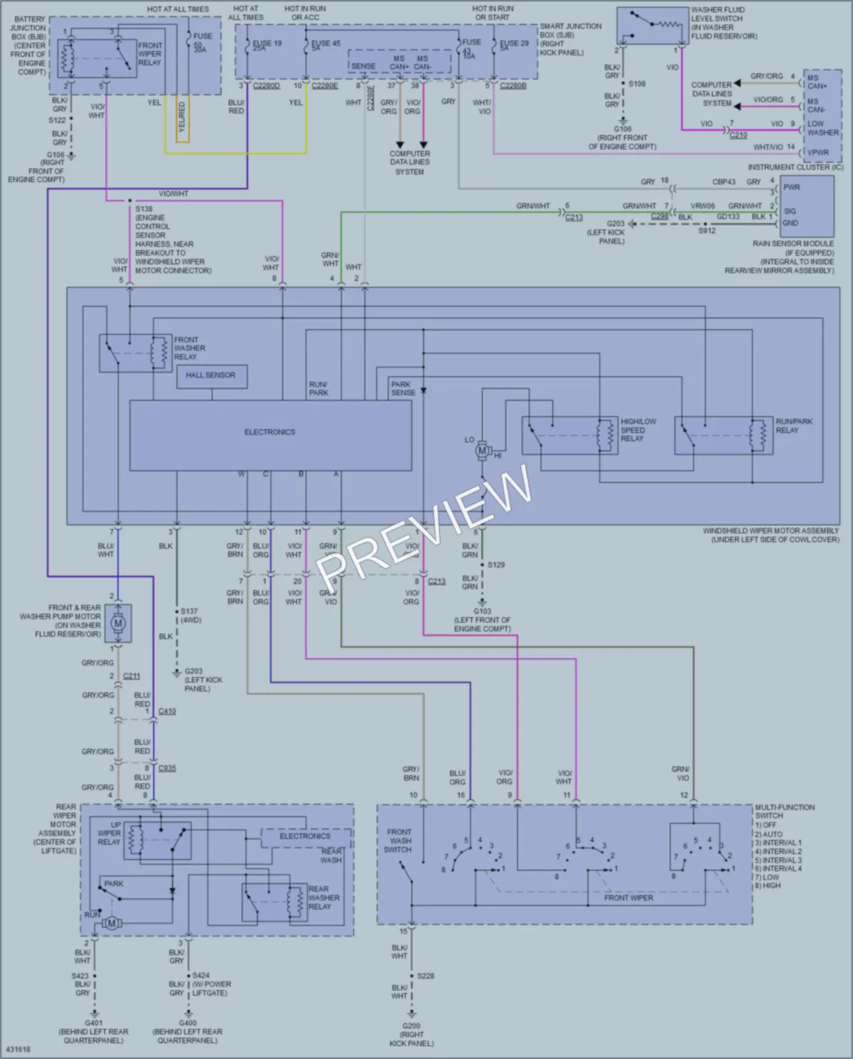 2014 Lincoln Navigator Wiper Washer wiring diagram preview