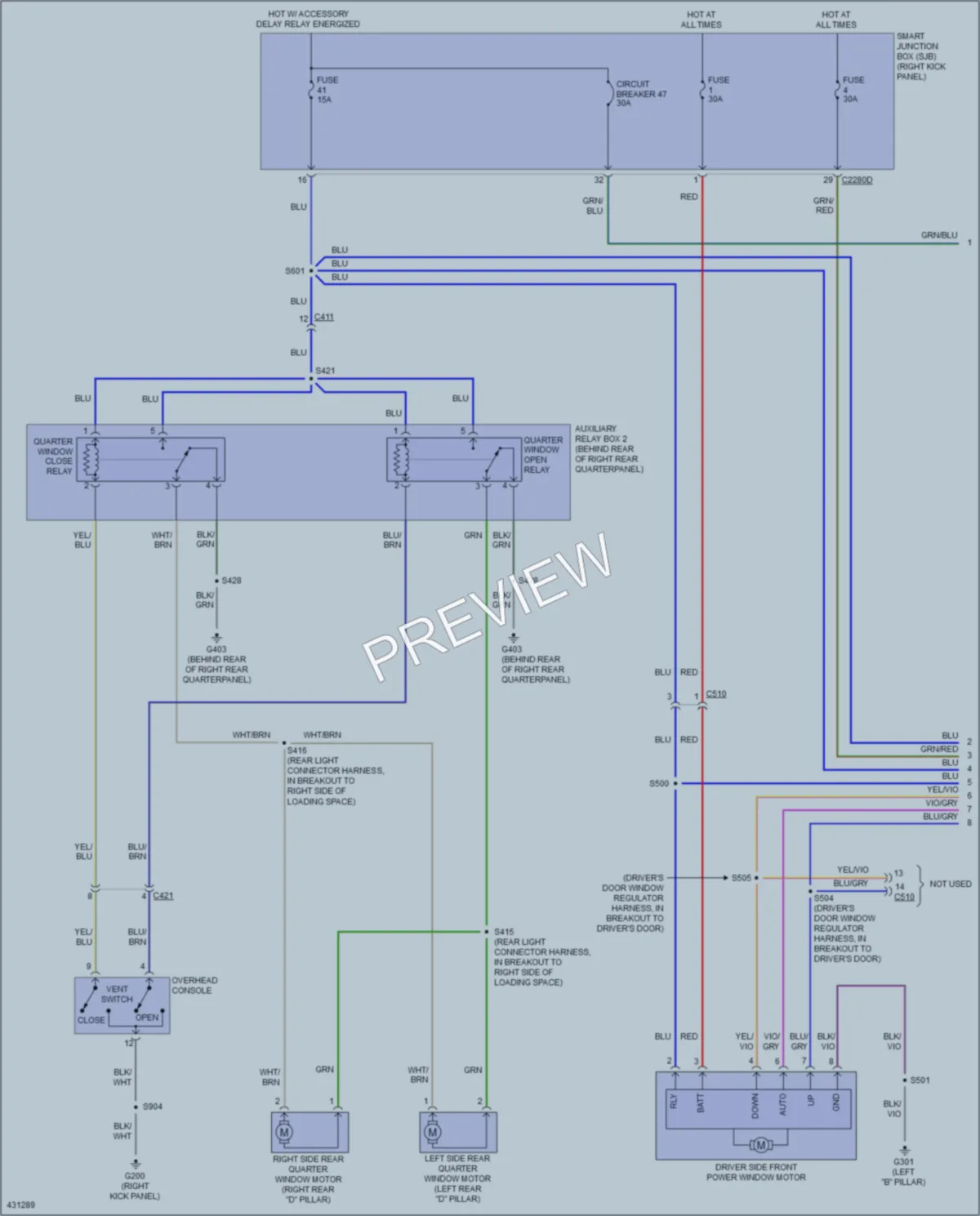 2014 Lincoln NavigatorL Power Windows wiring diagram preview