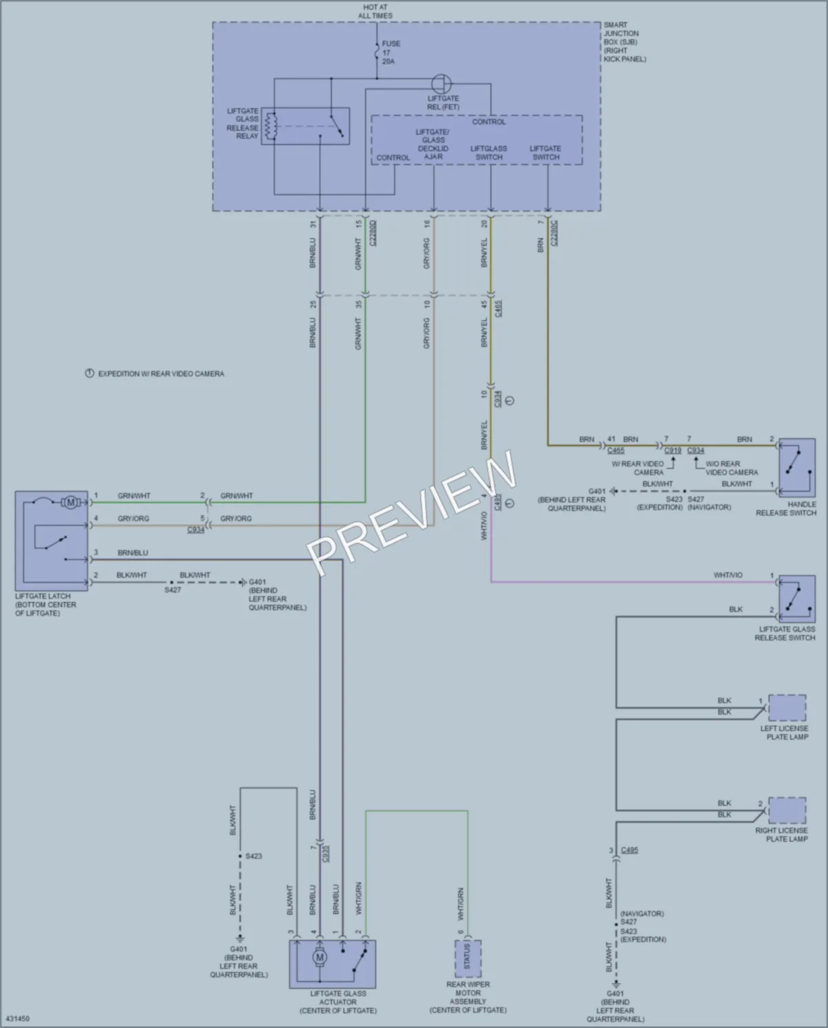 2014 Lincoln NavigatorL Trunk Tailgate Fuel Door wiring diagram preview