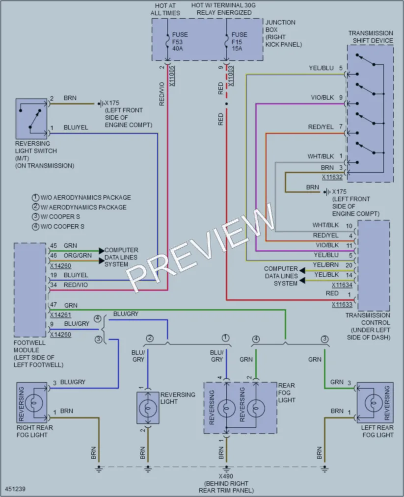2014 MINI Cooper Exterior Lights wiring diagram preview