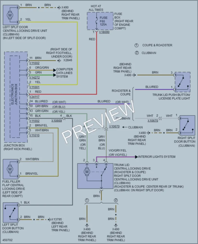 2014 MINI Cooper Trunk Tailgate Fuel Door wiring diagram preview