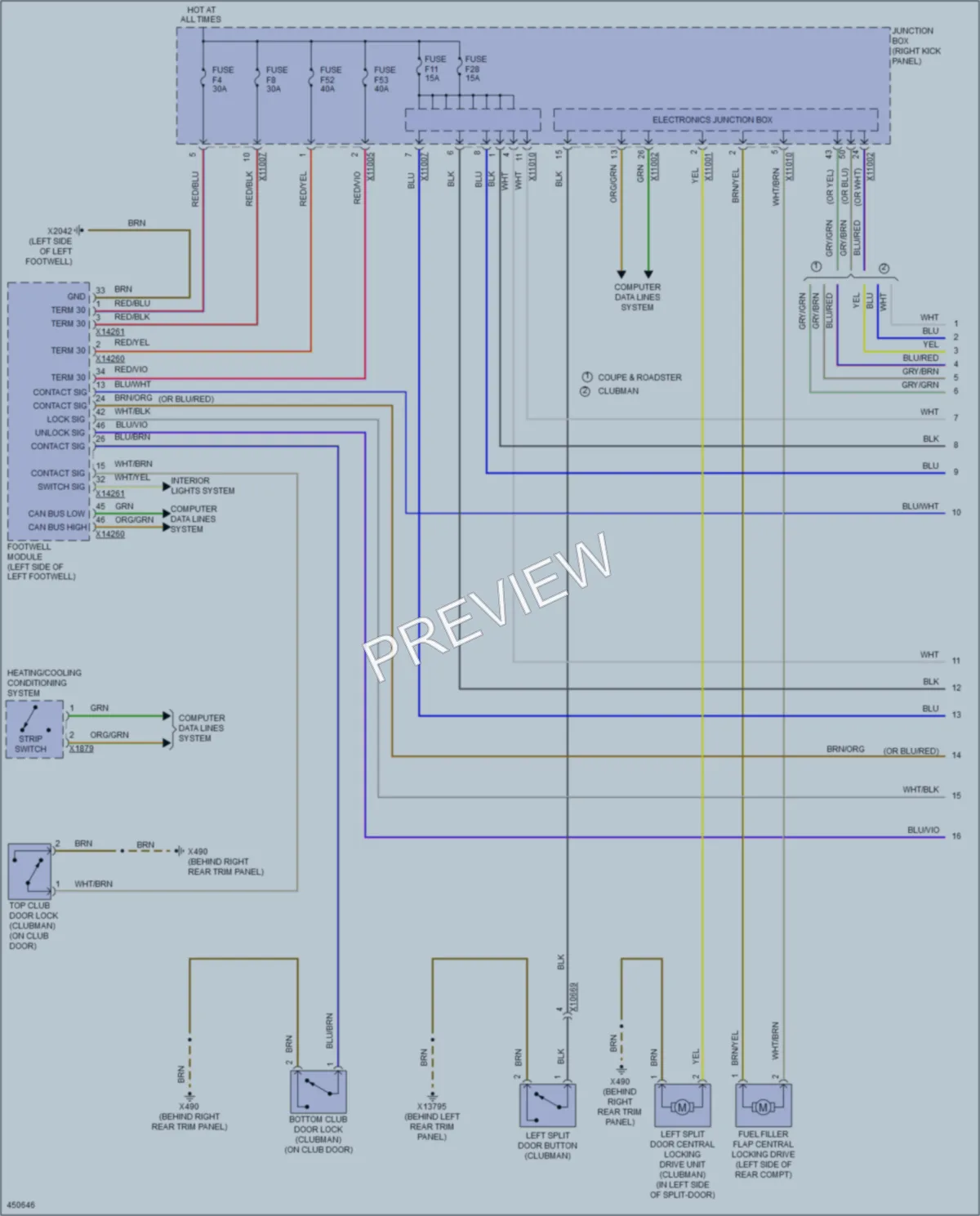 2014 MINI CooperClubman Power Door Locks wiring diagram preview