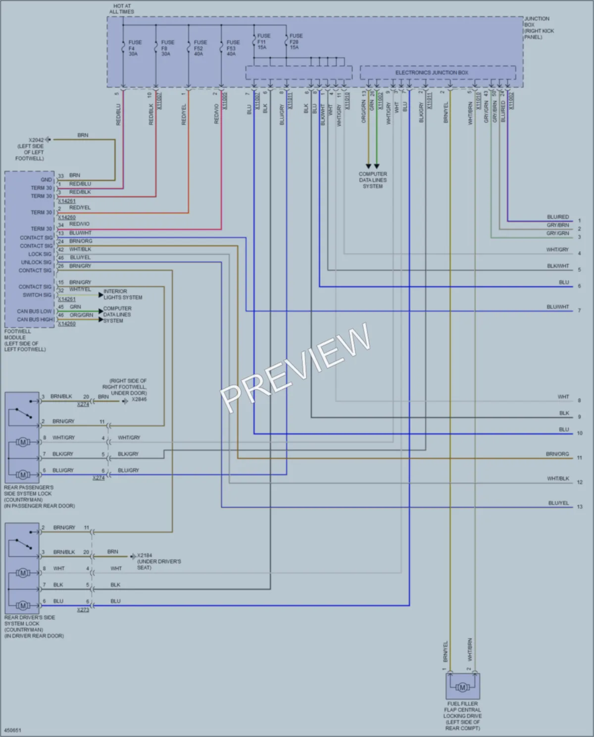 2014 MINI CooperCountryman Power Door Locks wiring diagram preview