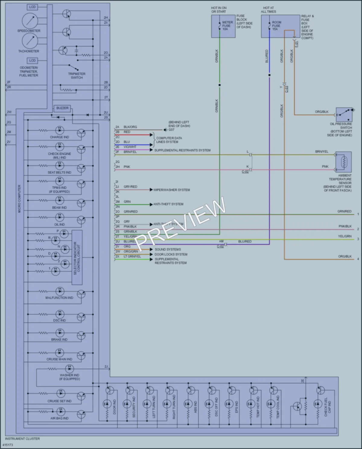 2014 Mazda 2 Instrument Cluster wiring diagram preview