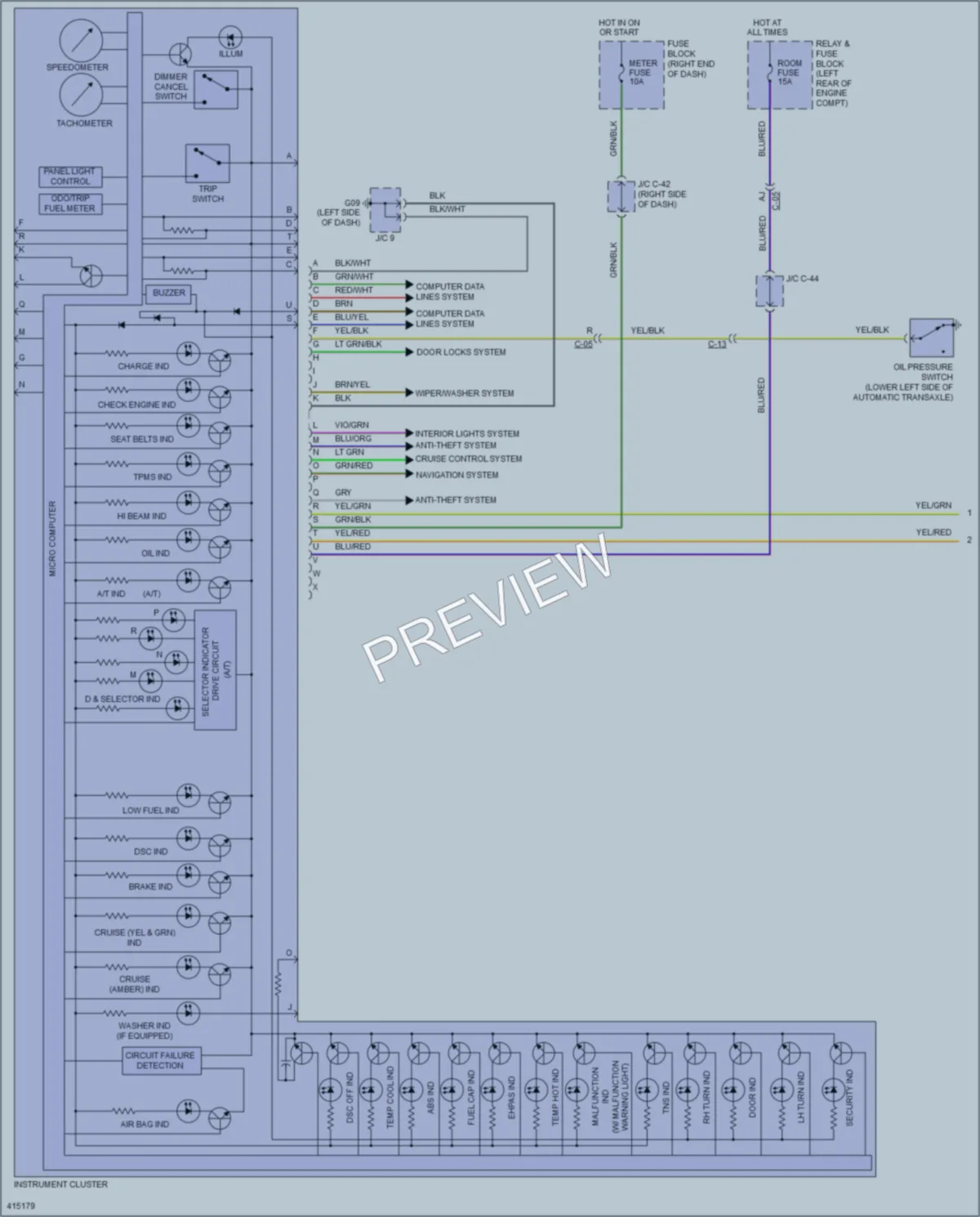 2014 Mazda 5 Instrument Cluster wiring diagram preview