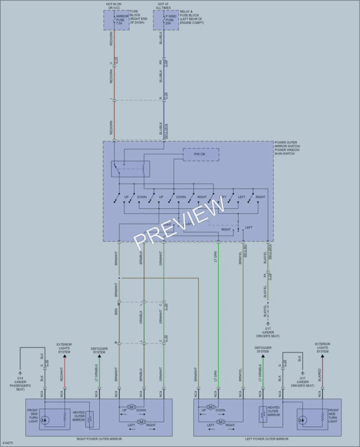 2014 Mazda 5 Power Mirrors wiring diagram preview