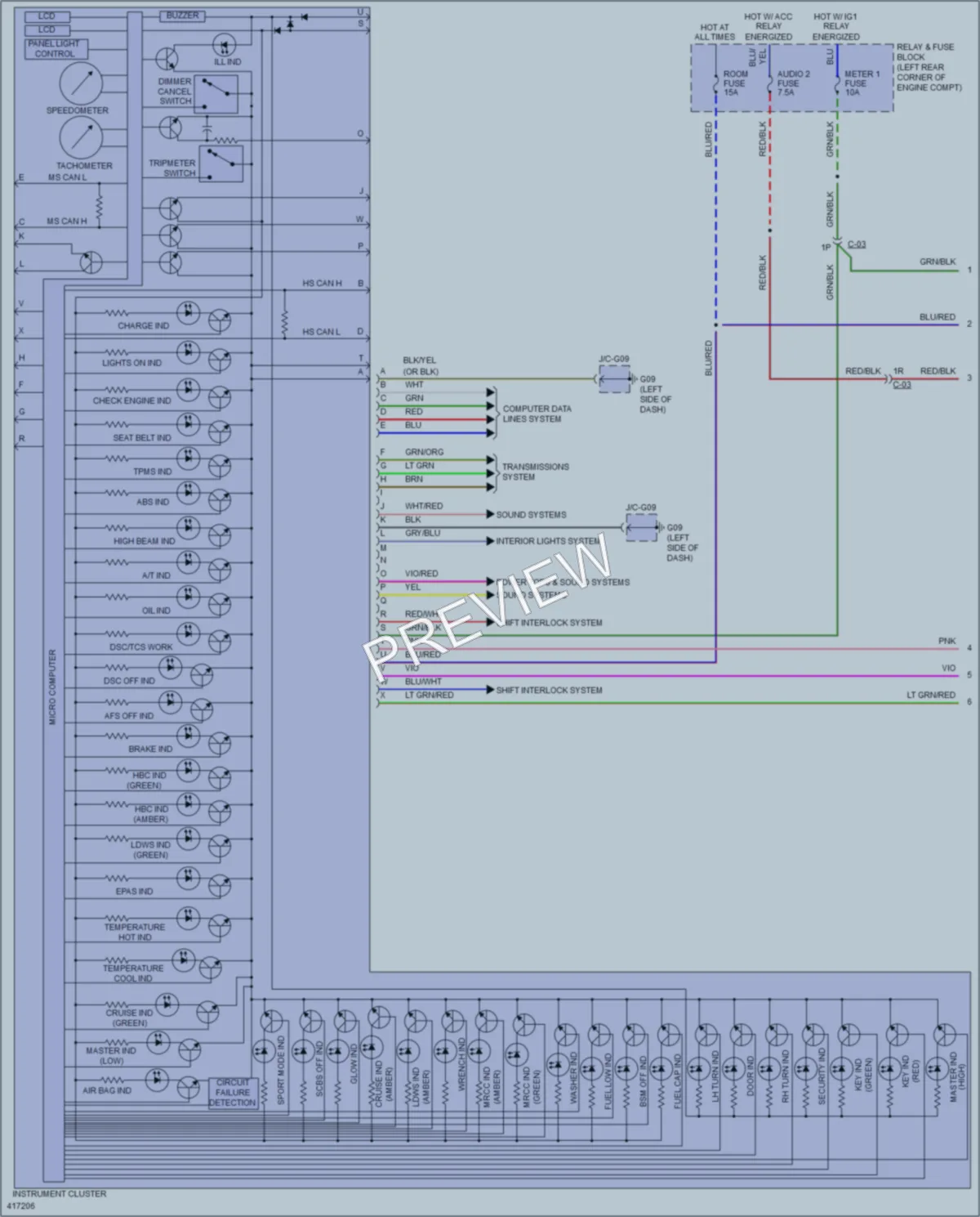 2014 Mazda 6 Instrument Cluster wiring diagram preview