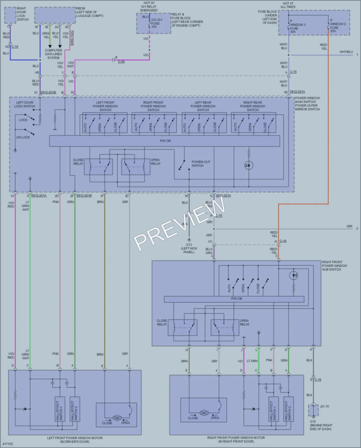 2014 Mazda 6 Power Windows wiring diagram preview