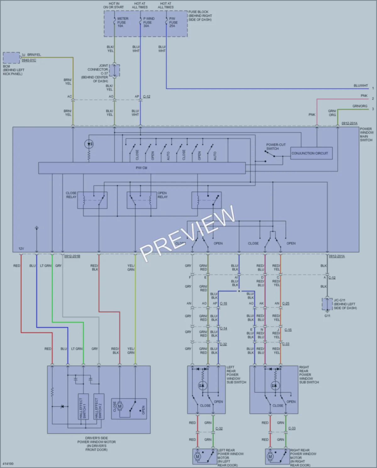 2014 Mazda CX9 Power Windows wiring diagram preview