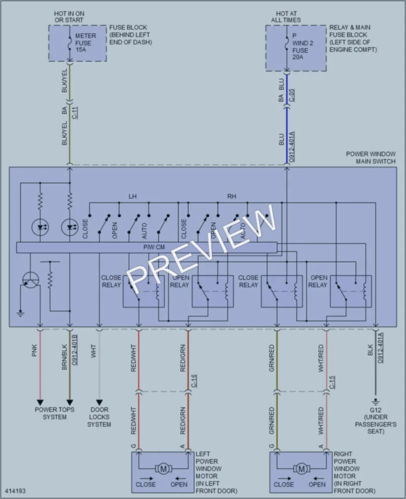 2014 Mazda MX5Miata Power Windows wiring diagram preview