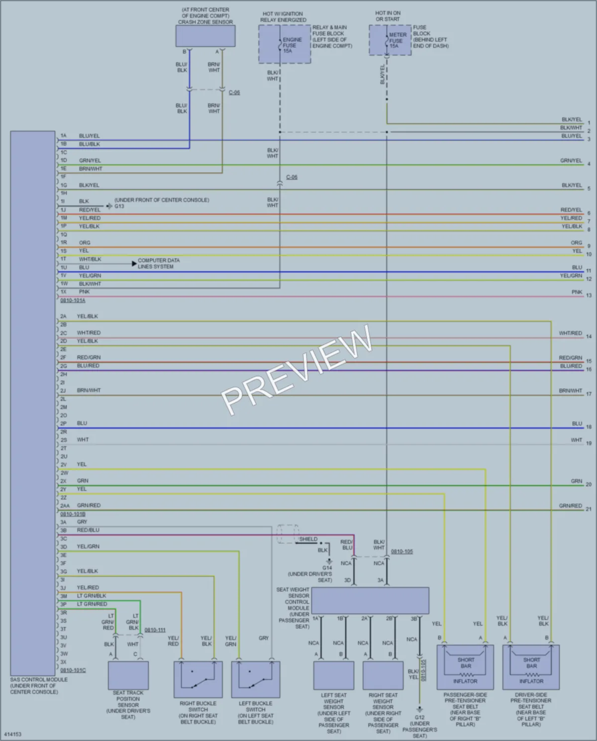 2014 Mazda MX5Miata Supplemental Restraints wiring diagram preview