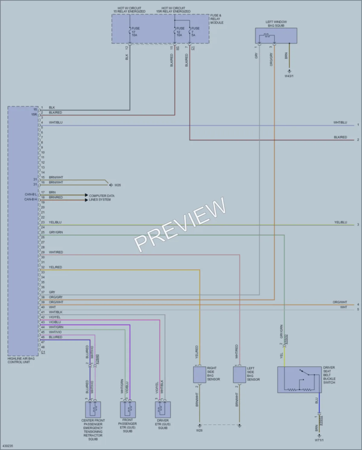 2014 MercedesBenz 2500Sprinter Supplemental Restraints wiring diagram preview