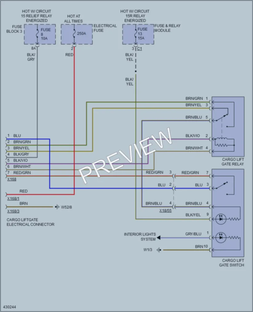 2014 MercedesBenz 2500Sprinter Trunk Tailgate Fuel Door wiring diagram preview