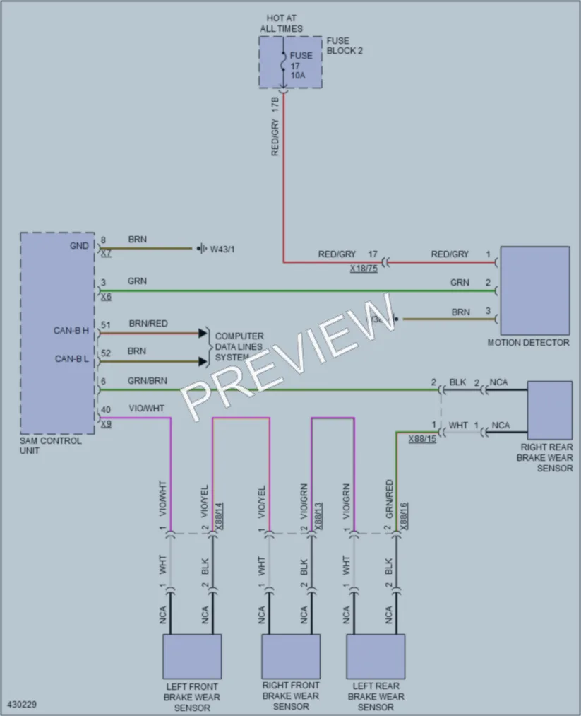 2014 MercedesBenz 2500Sprinter Warning Systems wiring diagram preview