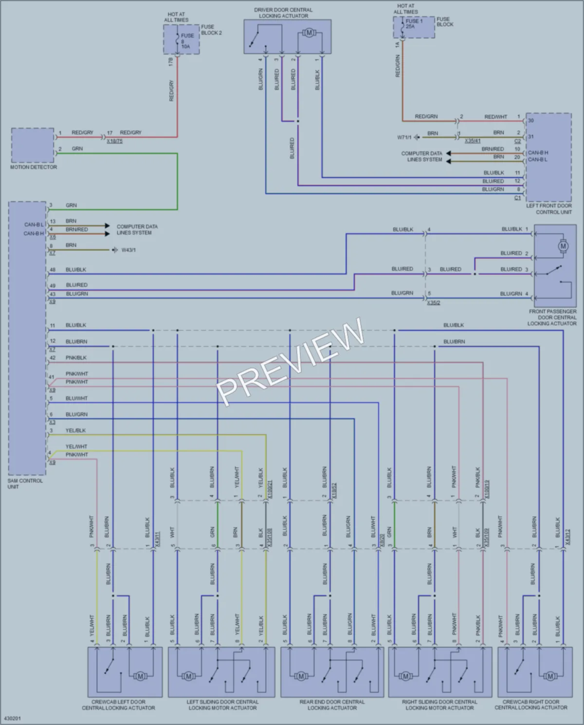 2014 MercedesBenz 3500Sprinter Power Door Locks wiring diagram preview