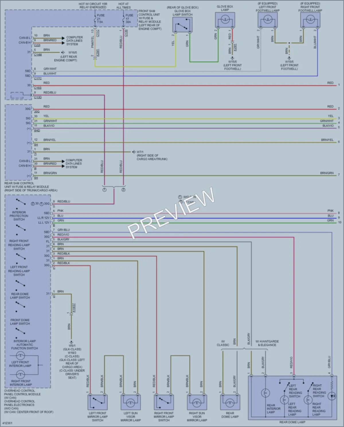 2014 MercedesBenz C250 Interior Lights wiring diagram preview